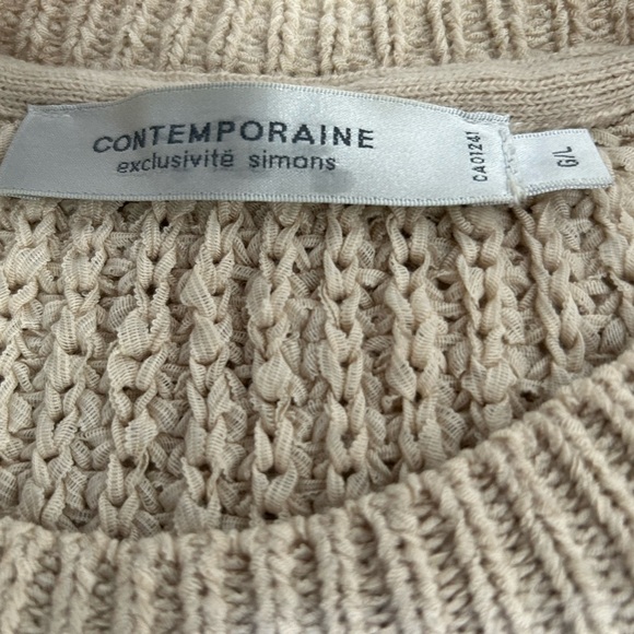 CONTEMPORAIN ribbon yarn knit Crewneck sweater beige Large. - Picture 4 of 5